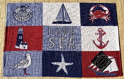 * 4 Cloth-Fabric Tapestry-Nautical Placemats Love of Sea